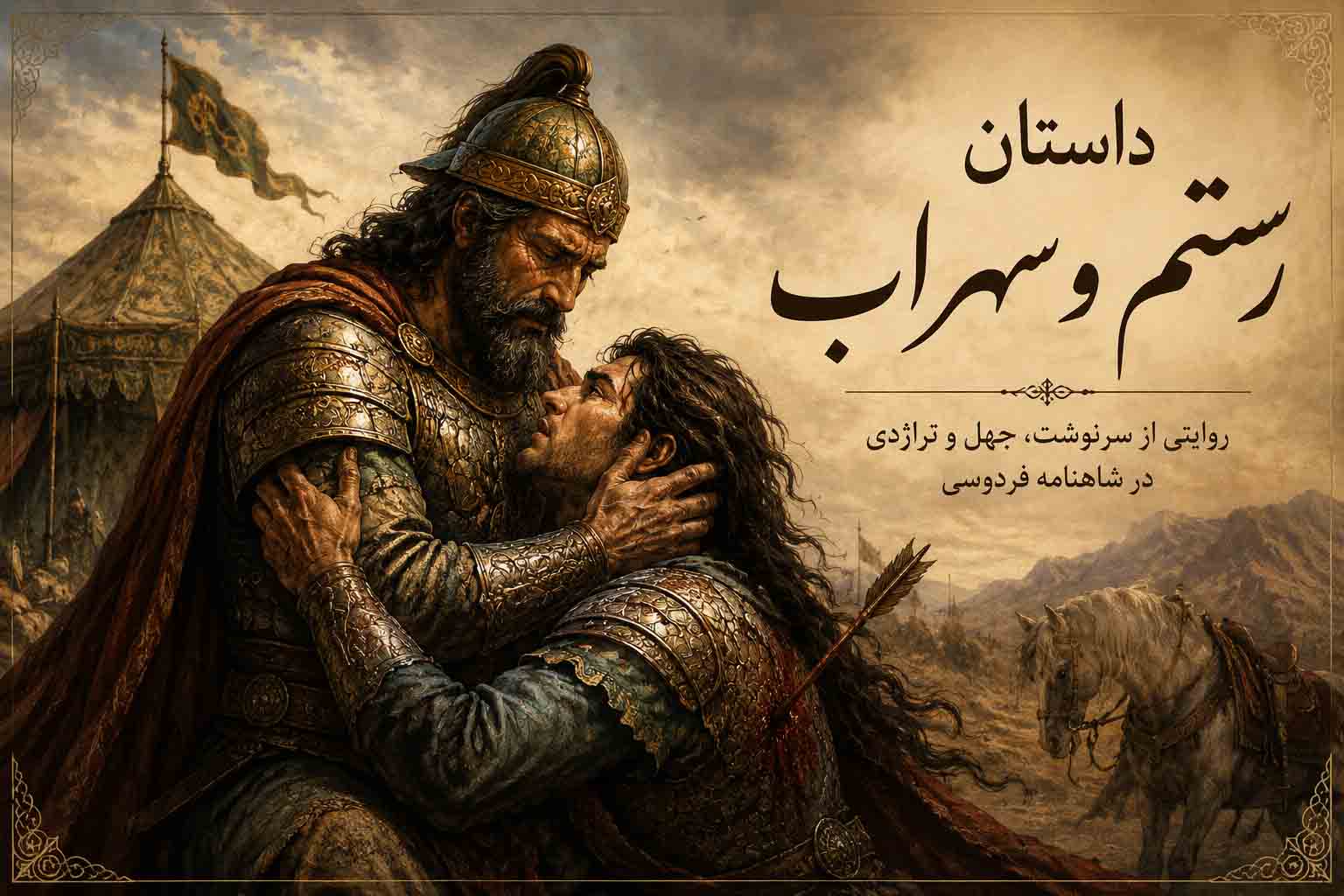تصویر نبرد رستم و سهراب در شاهنامه فردوسی