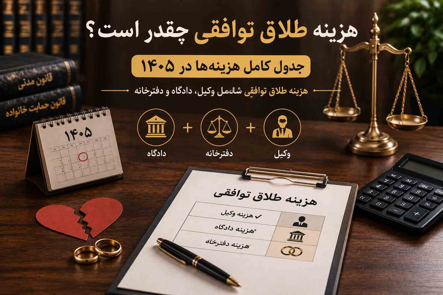 هزینه طلاق توافقی شامل وکیل، دادگاه و دفترخانه