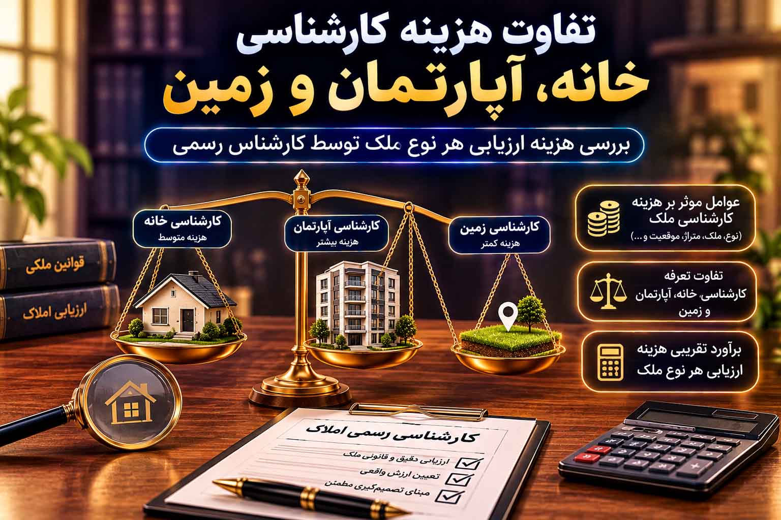 تفاوت هزینه کارشناسی خانه، آپارتمان و زمین