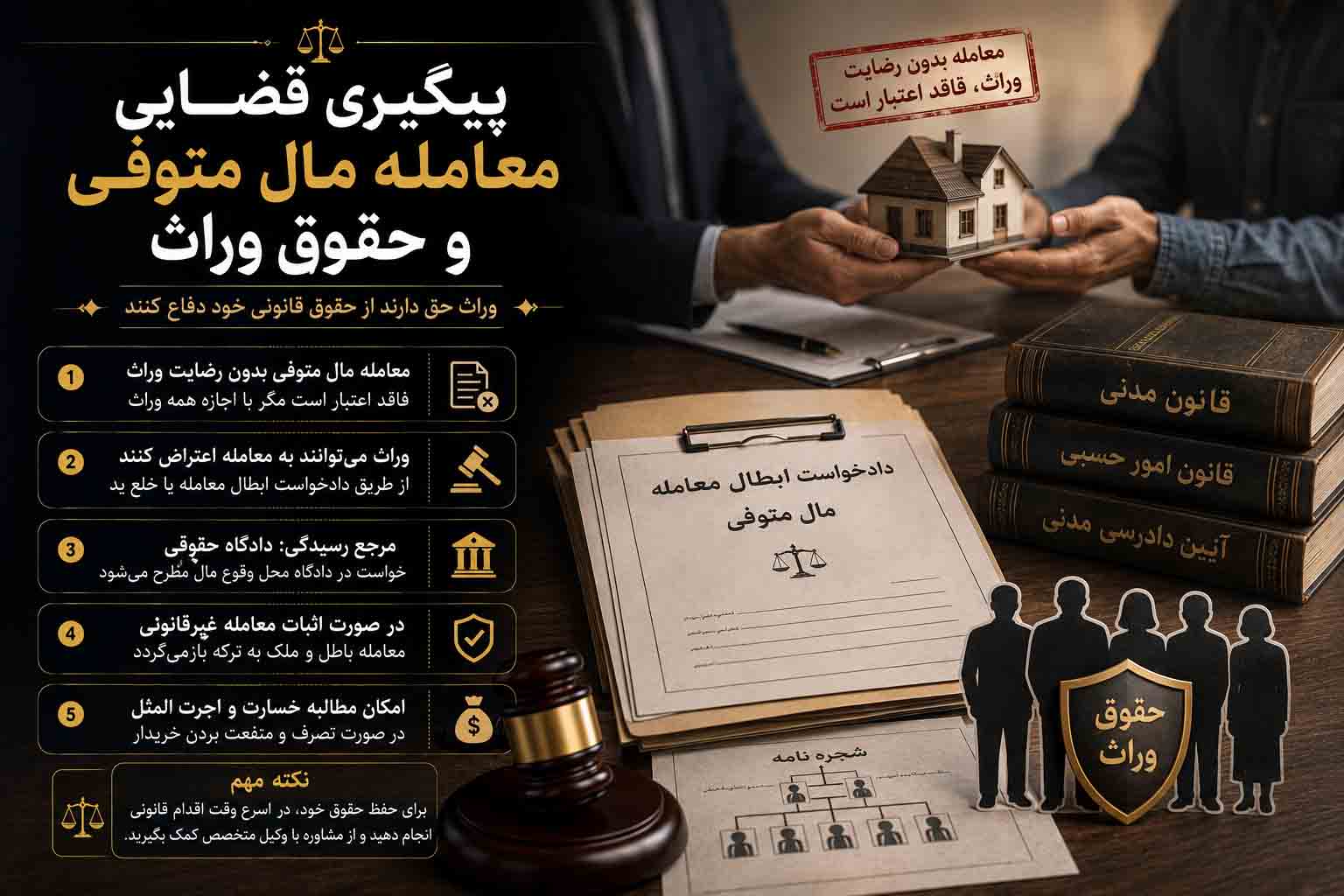 پیگیری قضایی معامله مال متوفی و حقوق وراث
