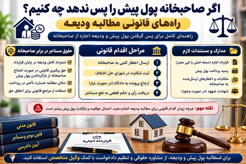 راه‌های قانونی مطالبه پول پیش و ودیعه از صاحبخانه