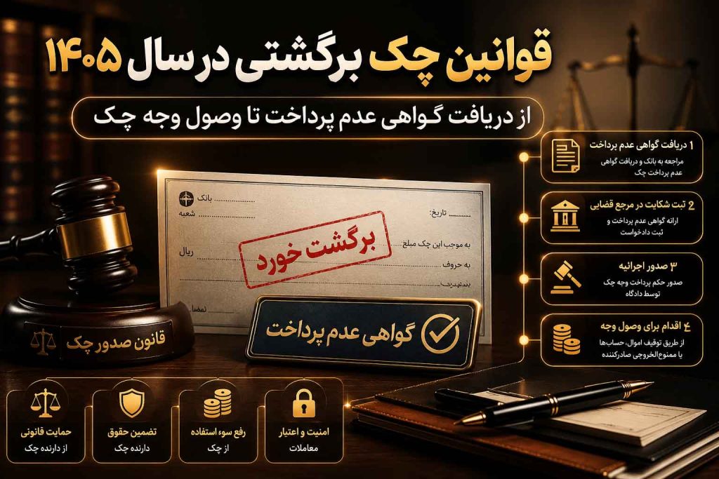 قوانین چک برگشتی در سال ۱۴۰۵ و نحوه وصول وجه چک