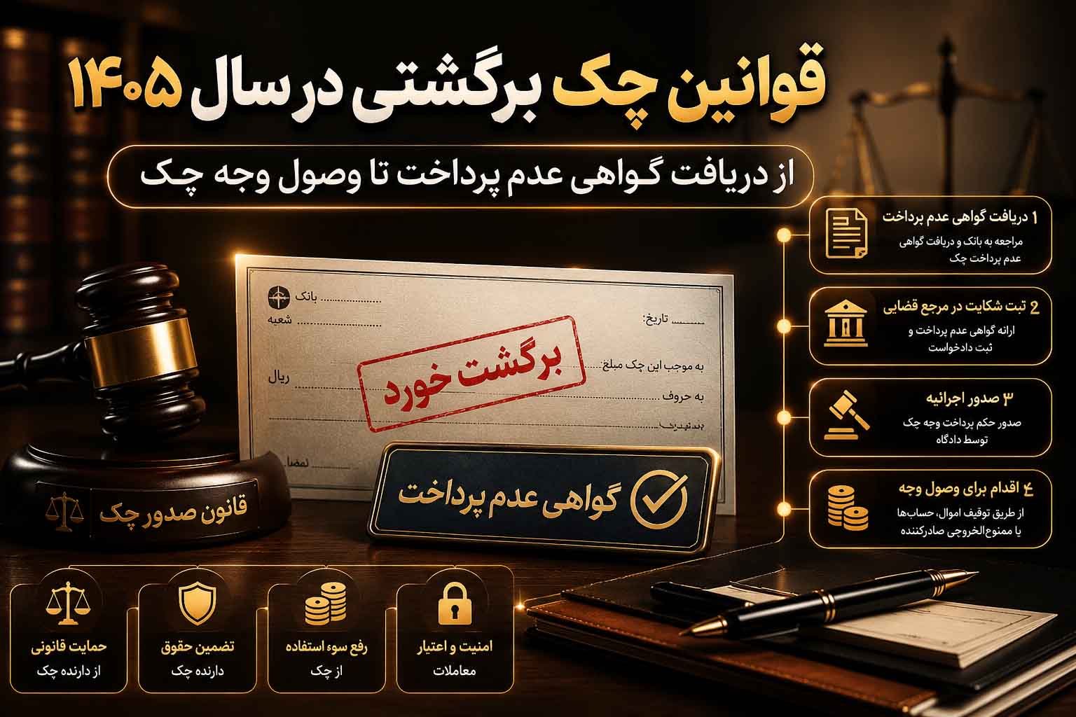 قوانین چک برگشتی در سال ۱۴۰۵ و نحوه وصول وجه چک