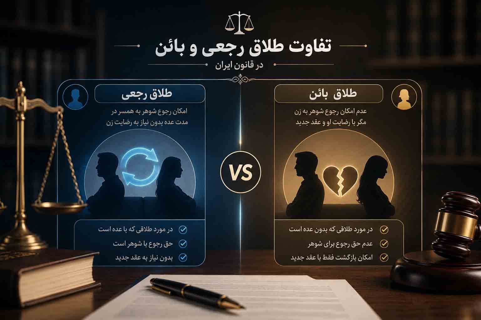 تفاوت طلاق رجعی و بائن در قانون ایران
