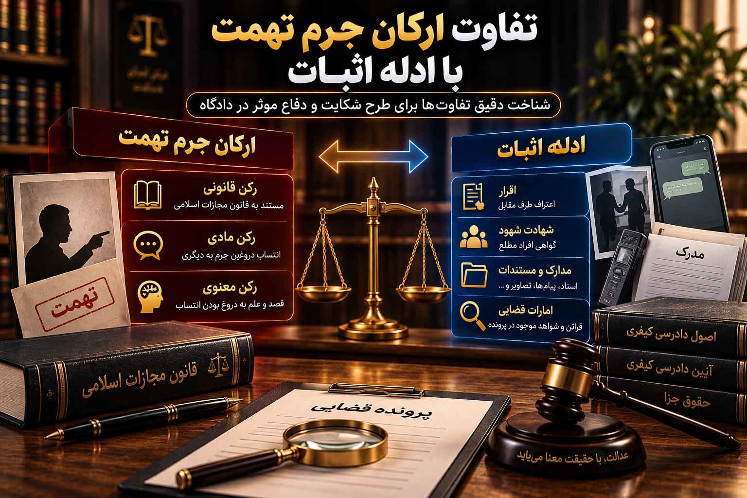 تفاوت ارکان جرم تهمت با ادله اثبات