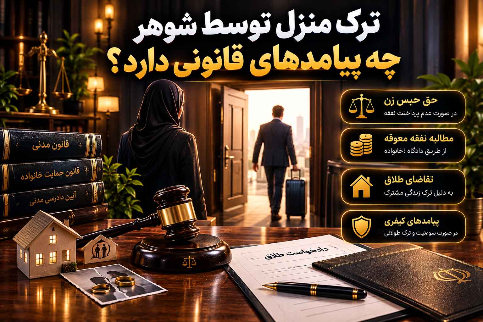 ترک منزل توسط شوهر و بررسی پیامدهای قانونی آن