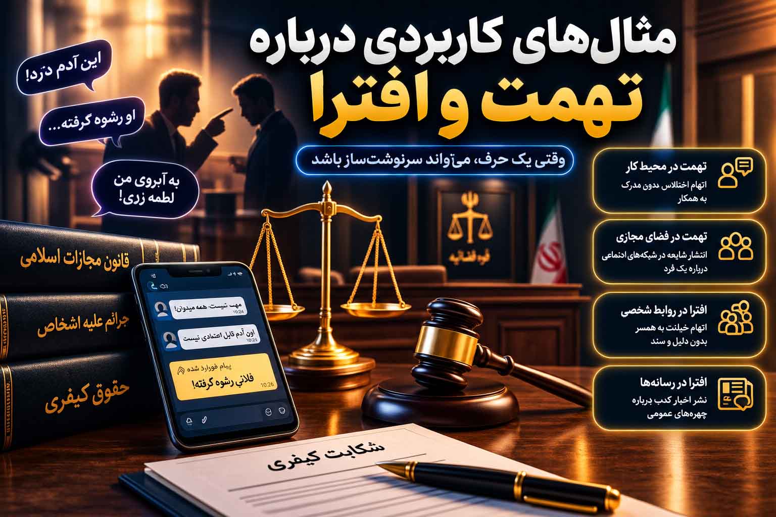 مثالهای کاربردی درباره تهمت و افترا