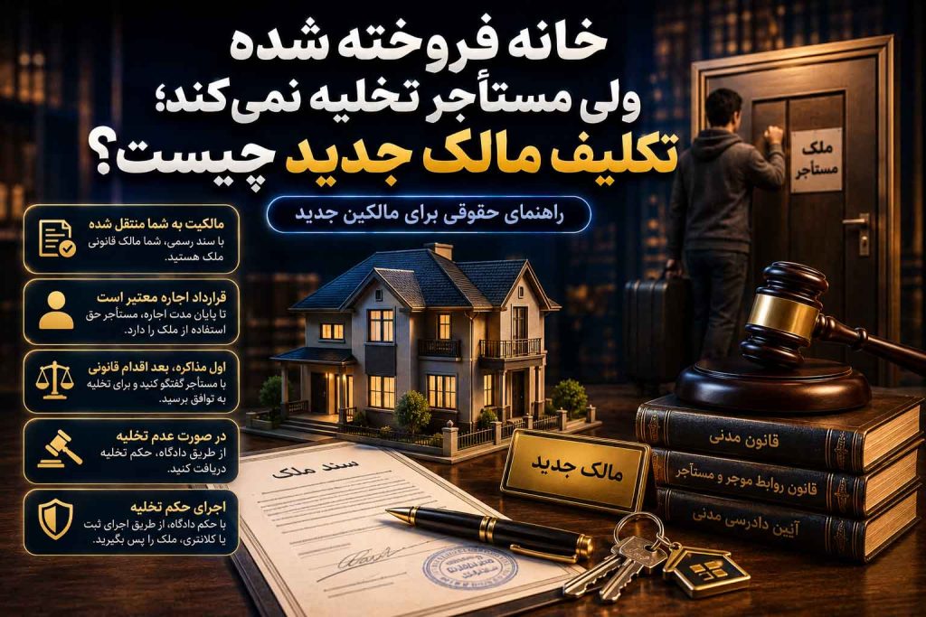 تکلیف مالک جدید در برابر مستأجری که خانه را تخلیه نمی‌کند