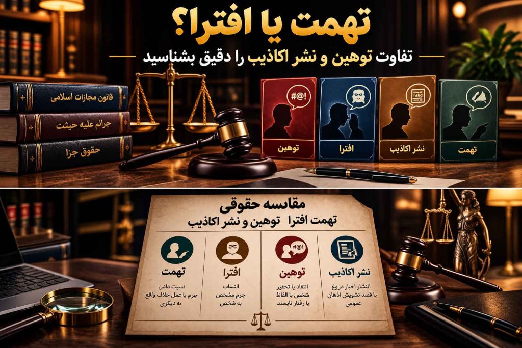 مقایسه حقوقی تهمت افترا توهین و نشر اکاذیب